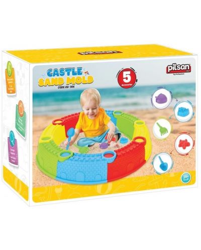 Детски комплект за пясък Pilsan - Форми за пясъчен замък с аксесоари - 2