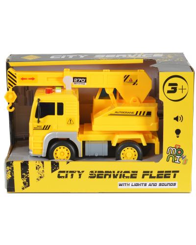 Детска играчка Moni Toys - Камион с кран със звук и светлини, 1:20 - 1