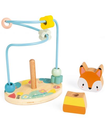 Детска играчка Janod - Спирала с мъниста, лисица Pure - 2