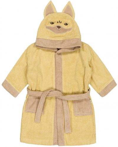 Детски халат от органичен памук Bio Baby - С лисиче, 74 cm, 6-9 м, жълт - 1