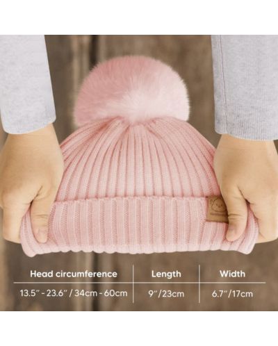 Детска зимна шапка с помпон KeaBabies - 6-36 месеца, розова, 2 броя - 4