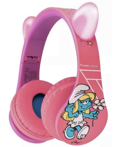 Детски слушалки PowerLocus - P1 Smurf, безжични, розови - 1