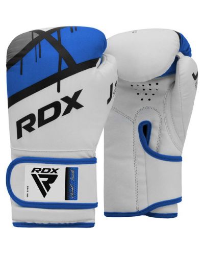 Детски боксови ръкавици RDX - J7, 6 oz, бели/сини - 1