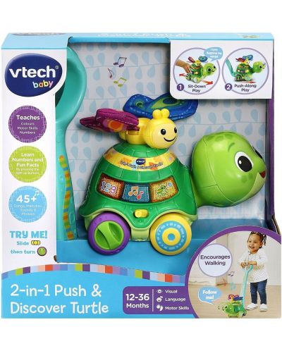 Детска играчка Vtceh - Интерактивна костенурка за дърпане, 2 в 1 (на английски език) - 1