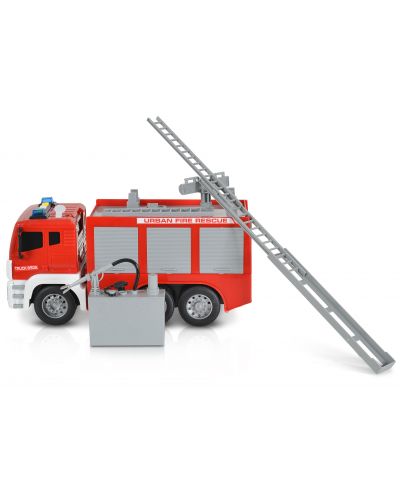 Детска играчка Moni Toys - Пожарен камион с помпа и стълба, 1:12 - 3