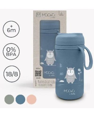 Детски термос със сламка Nuvita - 500 ml, Powder Blue - 5