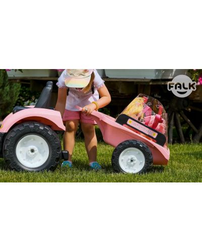Детски трактор Falk - Country star, с ремарке и педали, розов - 4