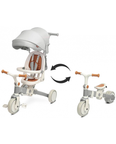 Детска триколка 2 в 1 Caretero Toyz - Faro, сива - 3