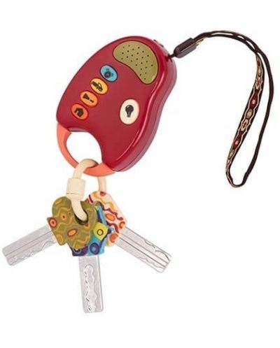 Детска играчка Battat - Ключове със звук и светлина, червени - 1