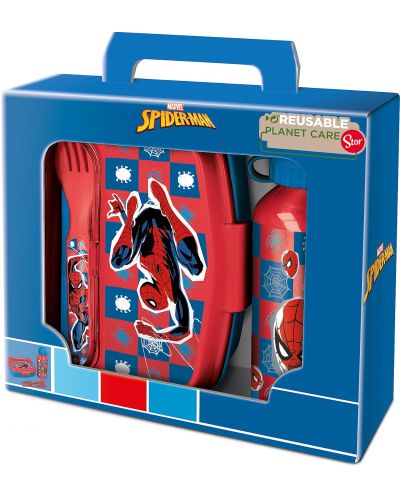 Детски комплект Stor Spider-Man - Бутилка, кутия за храна и прибори - 1