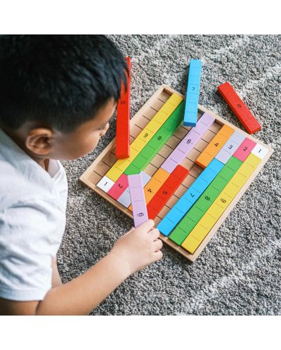 Детска образователна игра Bigjigs - Дървени цветни плочки с числа - 5
