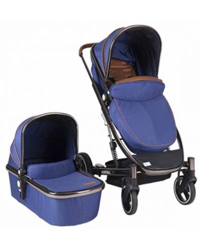 Детска количка 2 в 1 KikkaBoo Divaina - Тъмносиня, с кош за новородено - 1