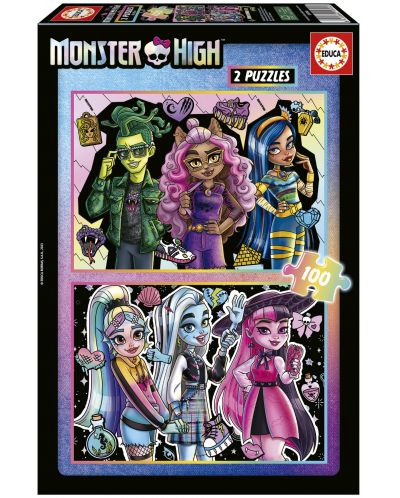 Детски пъзел Educa от 2 x 100 части - Monster High - 1
