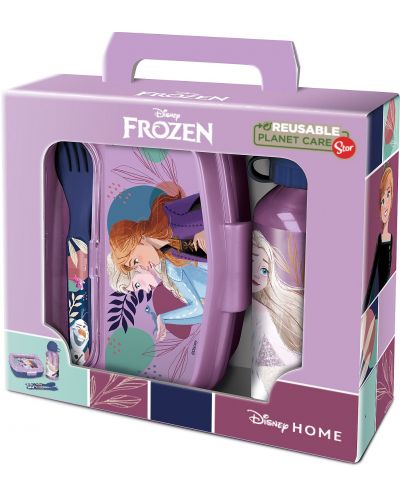 Детски комплект Stor Frozen - Бутилка, кутия за храна и прибори - 1