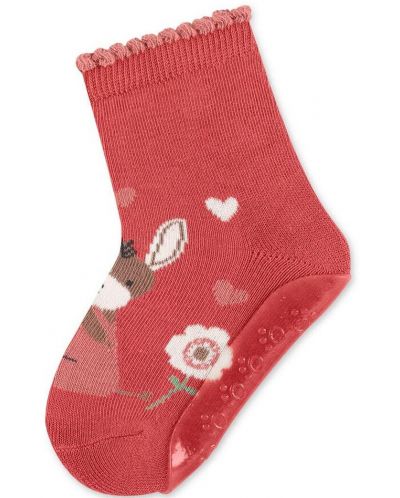 Детски чорапи със силиконова подметка Sterntaler - С магаренце, 23/24, 2-3 години, червени - 1