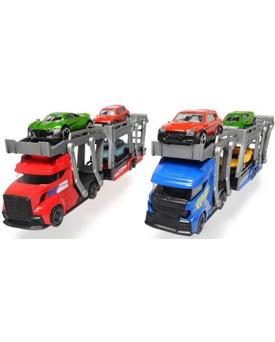 Детска играчка Dickie Toys -  Автовоз с три коли, червен - 4