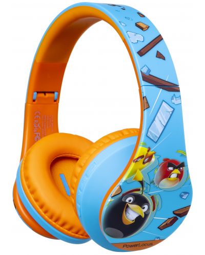 Детски слушалки PowerLocus - P2 Kids Angry Birds, безжични, сини/оранжеви - 1