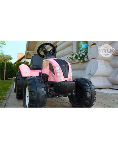 Детски трактор Falk - Country star, с ремарке и педали, розов - 5