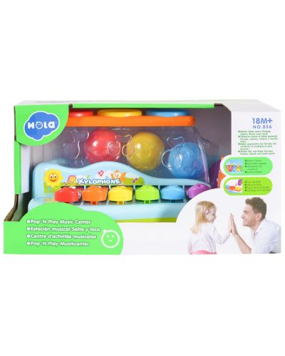 Детска играчка Hola Toys - Ксилофон с топчета и чукче - 3