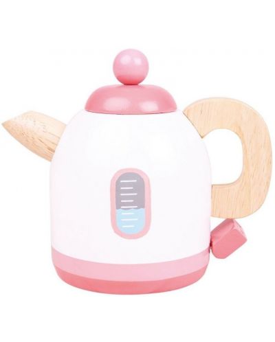 Детска дървена играчка Bigjigs - Кухненска кана, розова - 1