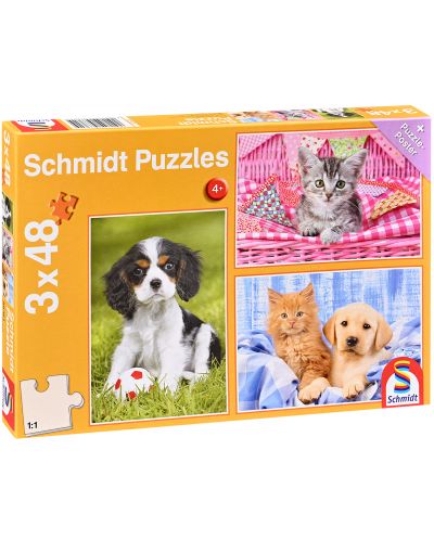 Детски пъзел Schmidt от 3 x 48 части - Моите най-сладки животинчета - 1
