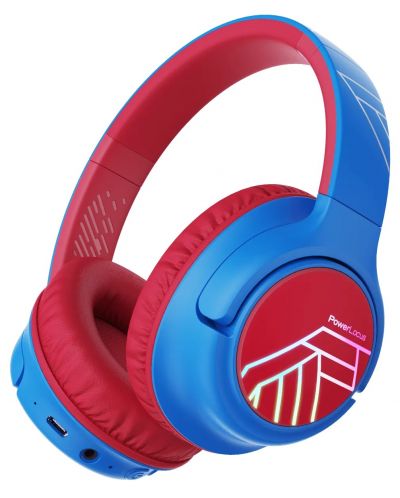 Детски слушалки с микрофон PowerLocus - Bobo, безжични, сини/червени - 1