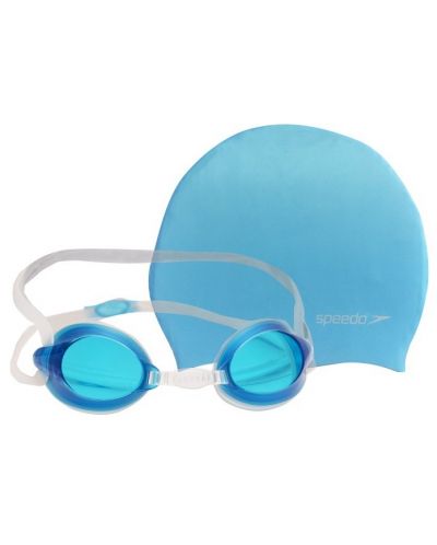 Детски плувен комплект Speedo - Шапка и очила, син - 3