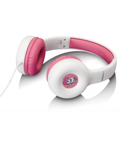 Детски слушалки Lenco - HP-010PK, розови/бели - 3