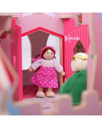Детска дървена играчка Bigjigs - Замъкът на приказките, розов - 5