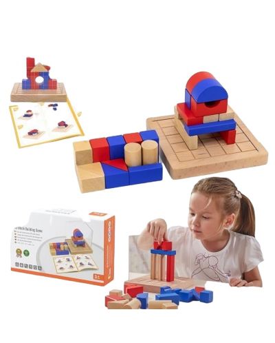 Детска игра с дървени блокове Viga - Изграждане на 3D композиции - 6
