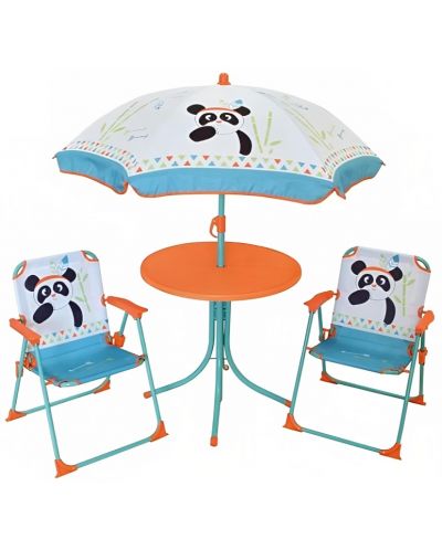 Детски градински комплект Fun House - Маса със столчета и чадър, Панда - 1