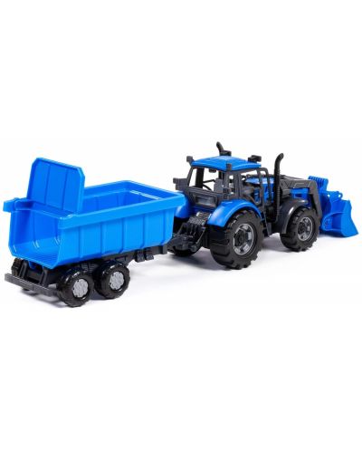 Детска играчка Polesie Progress - Инерционен трактор с ремарке и гребло - 5