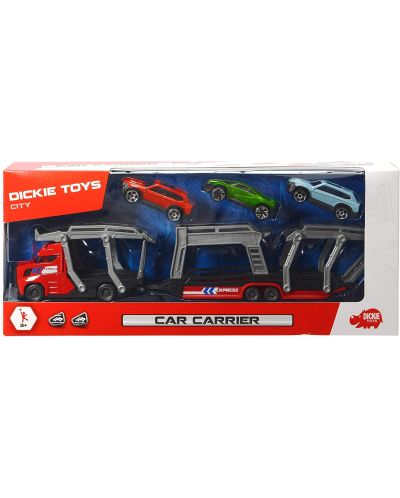 Детска играчка Dickie Toys -  Автовоз с три коли, червен - 1