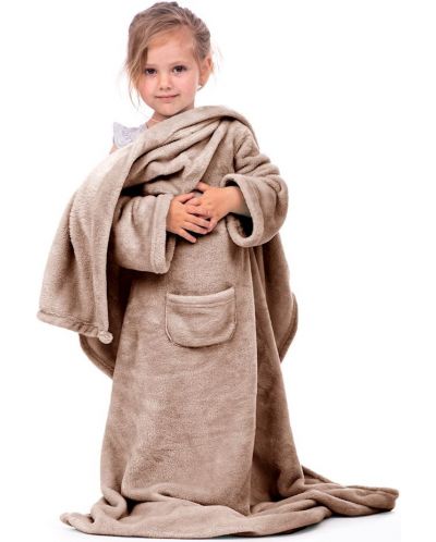 Детско одеяло с ръкави DecoKing - Lazykids, 90 x 105 cm, бежово - 4