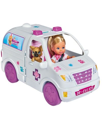 Детски комплект Simba Toys Evi Love - Доктор Еви с автомобил, 2в1 - 1