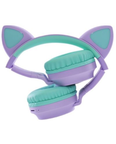Детски слушалки PowerLocus - Buddy Ears, безжични, лилави - 3