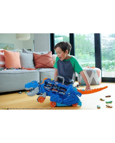 Детска играчка 2 в 1 Hot Wheels City - Автовоз T-Rex, с 2 колички - 8