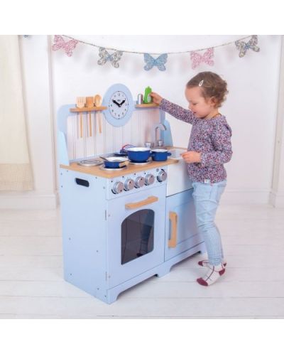 Детска дървена кухня Bigjigs - Синя - 3