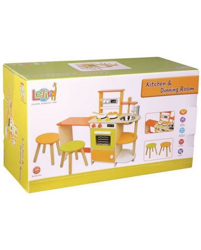 Детска дървена кухня Lelin - С трапезария - 2