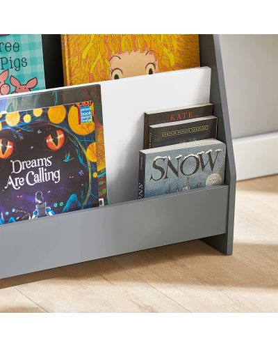 Детска етажерка за книги и списания на 4 нива Ginger Home - Бяло-сива - 4