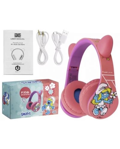 Детски слушалки PowerLocus - P1 Smurf, безжични, розови - 8