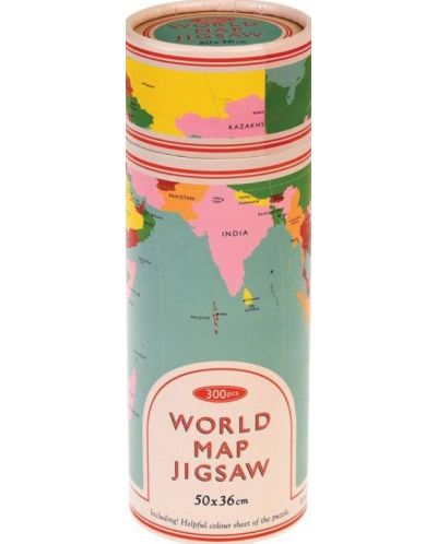 Детски пъзел Rex London - Карта на света, в тубус, 300 части - 2