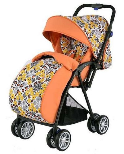 Детска количка 2 в 1 Zooper - Salsa, Оранжева, на цветя - 1