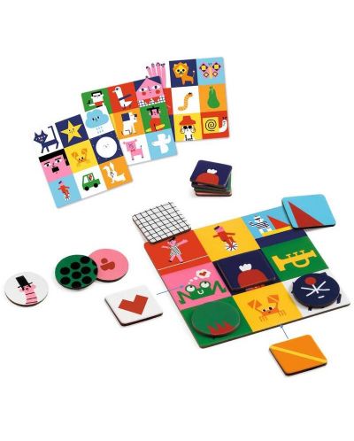Детска игра за памет Djeco - Форми и дизайни - 3