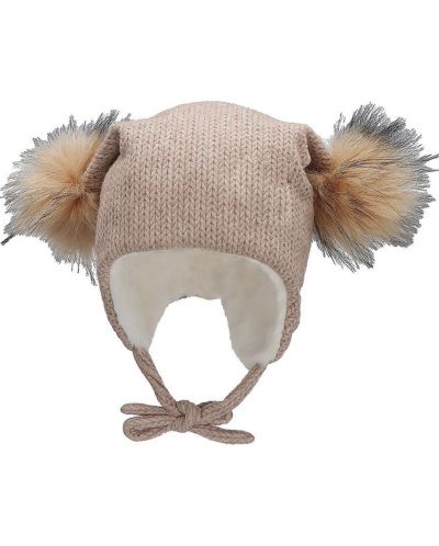 Детска зимна шапка с помпони Sterntaler - 51 cm, 18-24 м, розова - 1