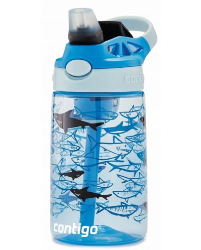 Детска бутилка Contigo Cleanable - Sharks, 420 ml, синя - 1