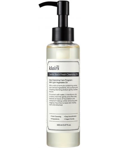 Dear Klairs Gentle Black Почистващо олио за лице, без аромат, 150 ml - 1