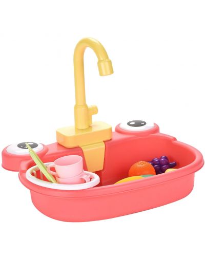 Детска кухненска мивка Ntoys - С течаща вода и аксесоари, Жаба, асортимент - 4