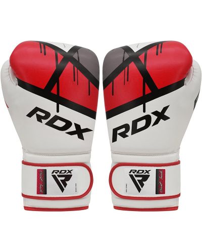 Детски боксови ръкавици RDX - J7, 6 oz, бели/червени - 4