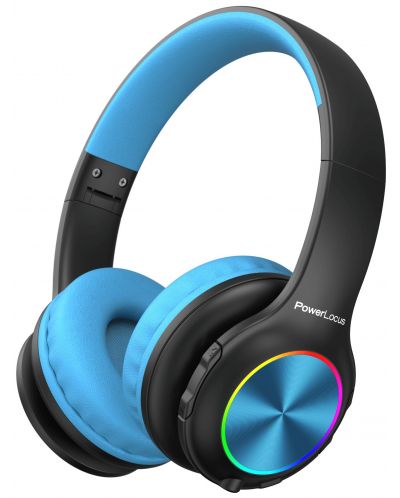 Детски слушалки PowerLocus - PLED, безжични, черни/сини - 1